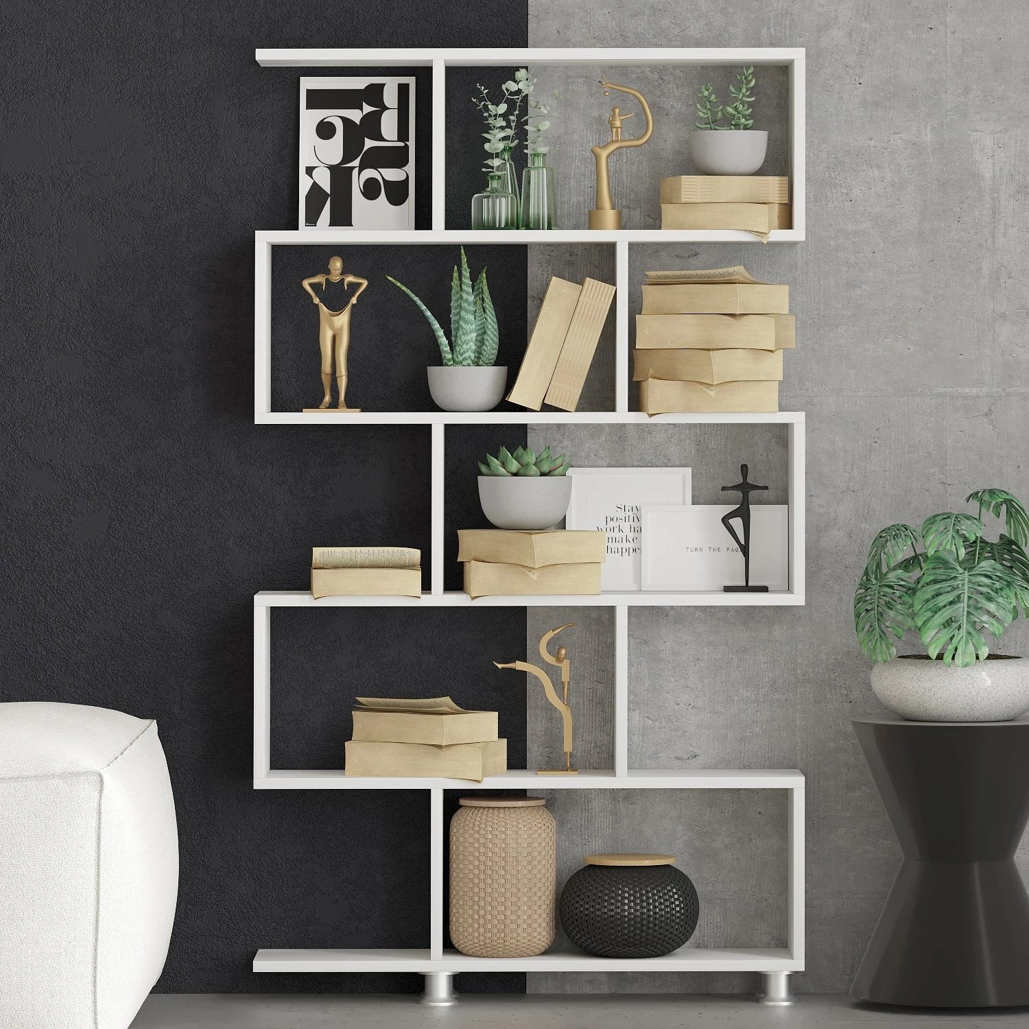 Raft librash Hanah Home, Nilüfer, ngjyrë e bardhë