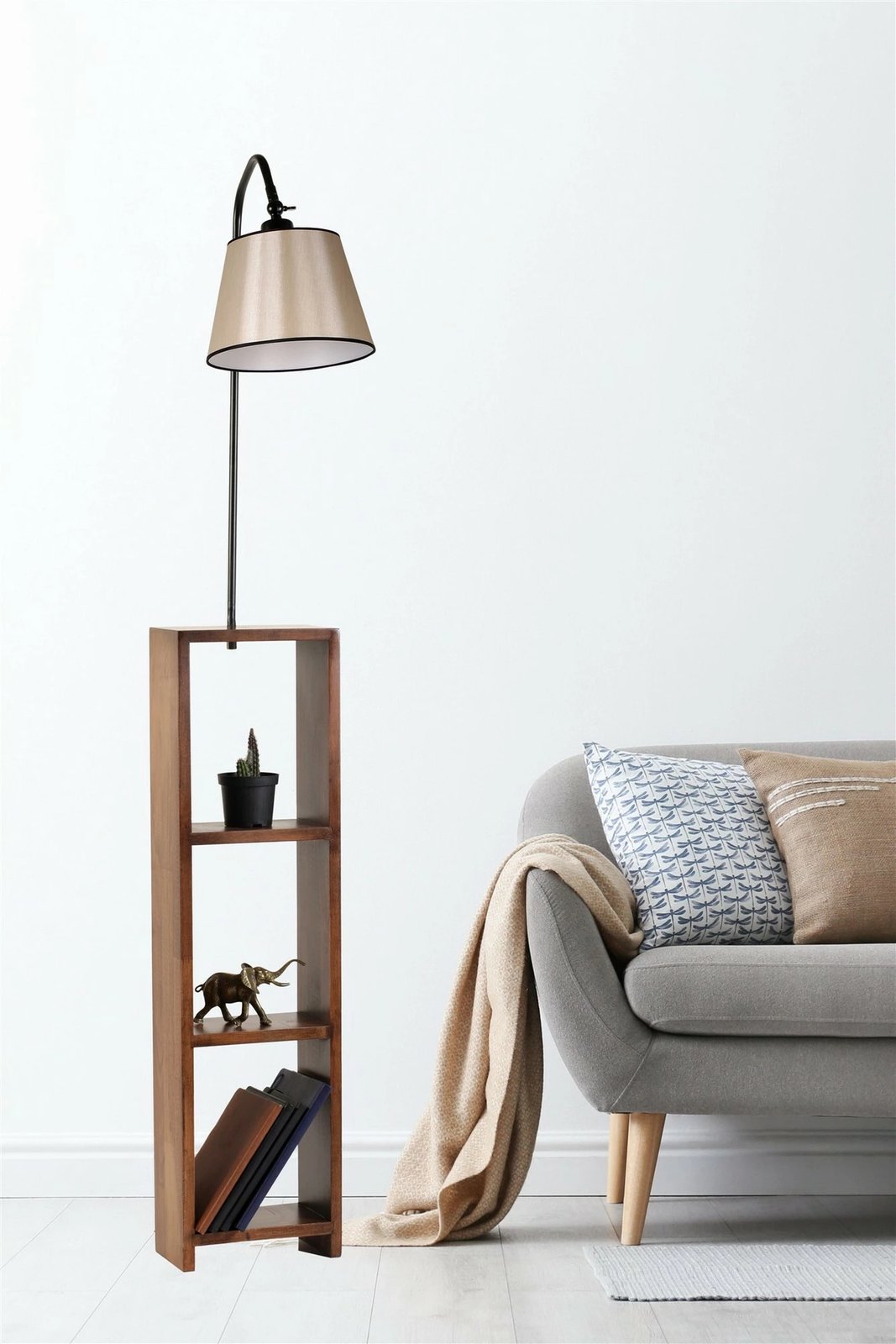 Llambë dyshemeje Opviq, Stelo, e zezë, me rafte, Pramit 15-3