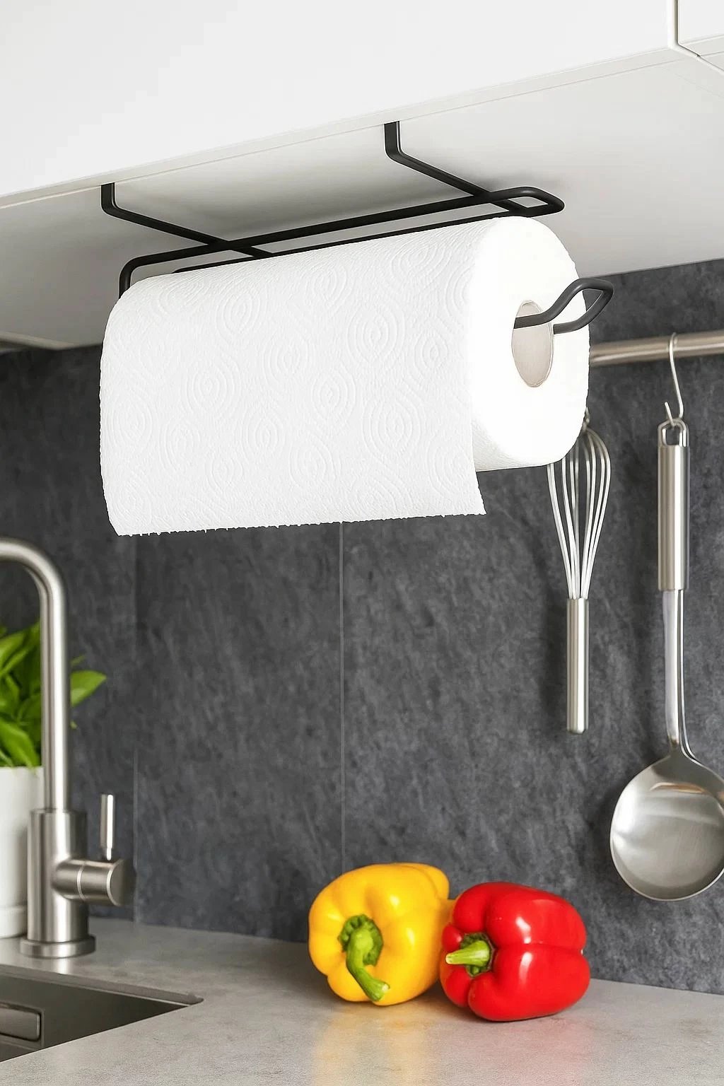 Mbajtës për peceta metalik, ngjyrë e zezë, Hermia Concept, WK020-B, 12x22cm