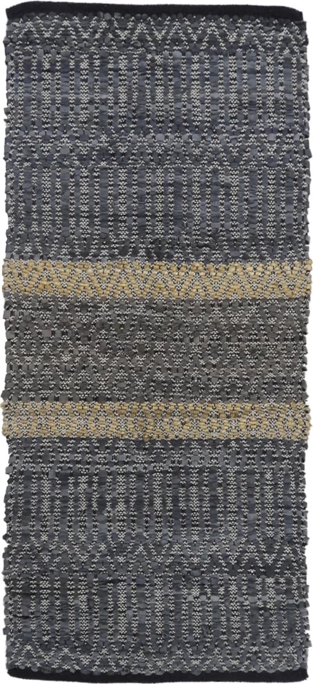 Qilim korridori Stripe, lëkurë, gri-bezhë, 70x150cm
