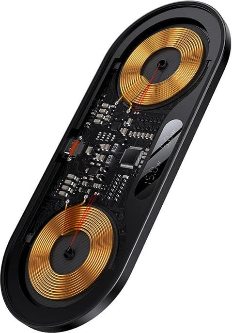 Karikues wireless Baseus WXSX010101, Dual Qi, 20W, me ekran LED, i zi