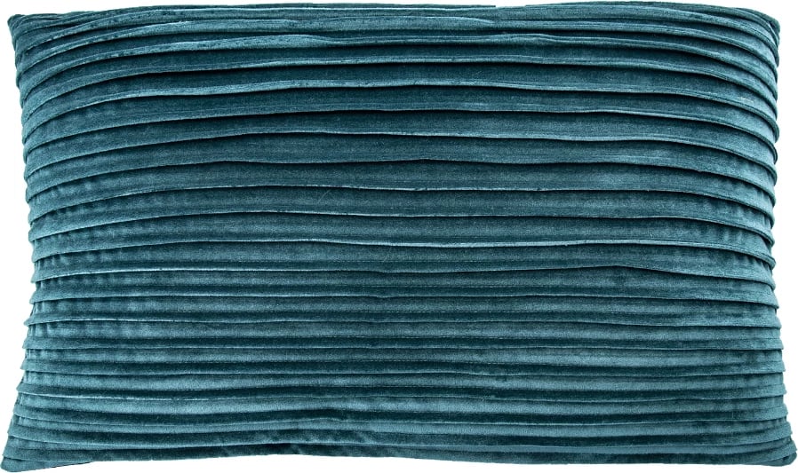 Jastëk dekorativ Plisse, kadife, ngjyrë petrol, 40x60cm