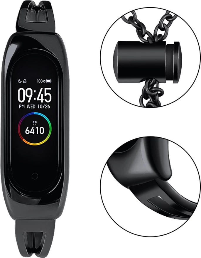 Rrip metalik zëvendësues Hurtel për Xiaomi Mi Band 3/4/5/6, i zi