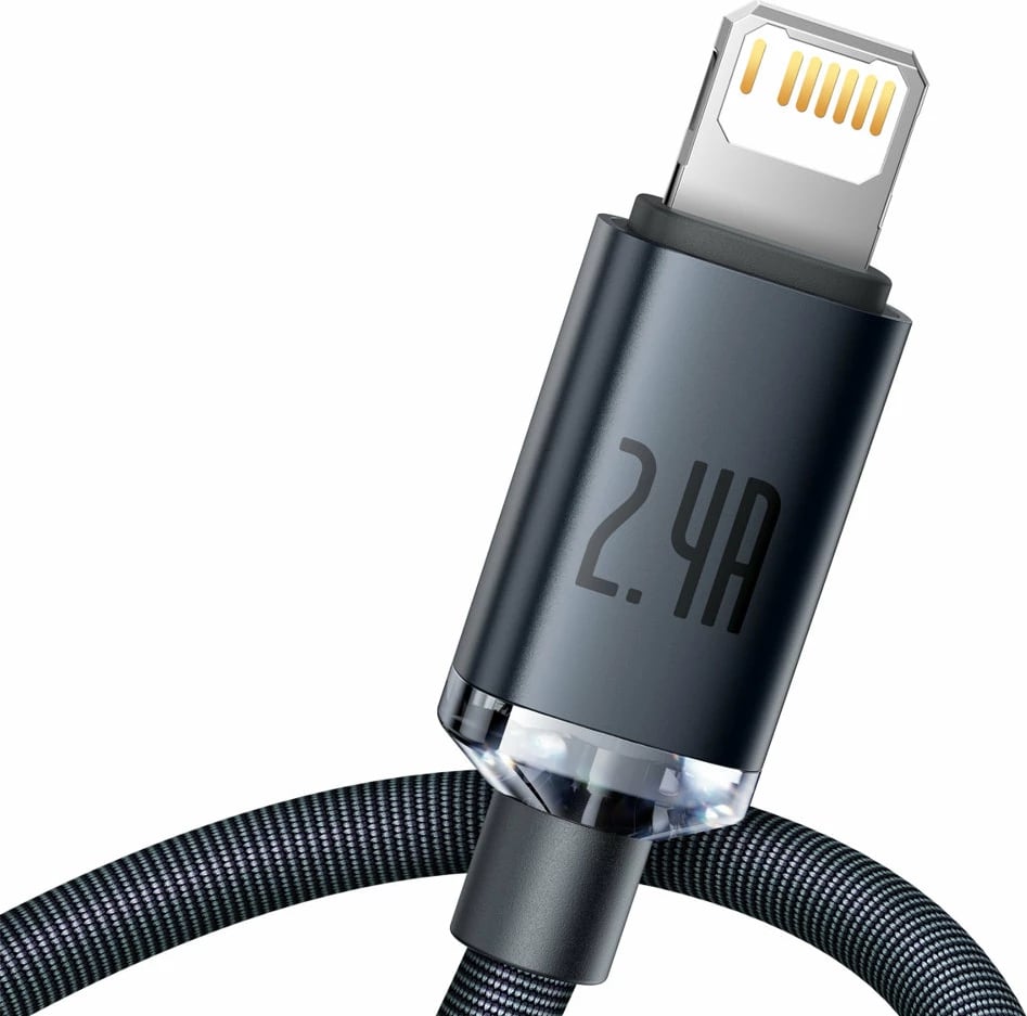 Kabllo karikimi dhe të dhënash Baseus Crystal Shine Series, USB-A në Lightning, 1.2m, 2.4A, e zezë Kabllo karikimi dhe të dhënash Baseus Crystal Shine Series, USB-A në Lightning, 1.2m, 2.4A, e zezë