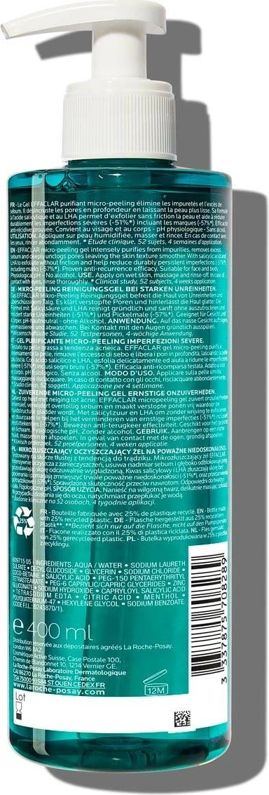 Pastrues për fytyrë La Roche-Posay Effaclar Micro-Peeling Purifying Gel, 400ml