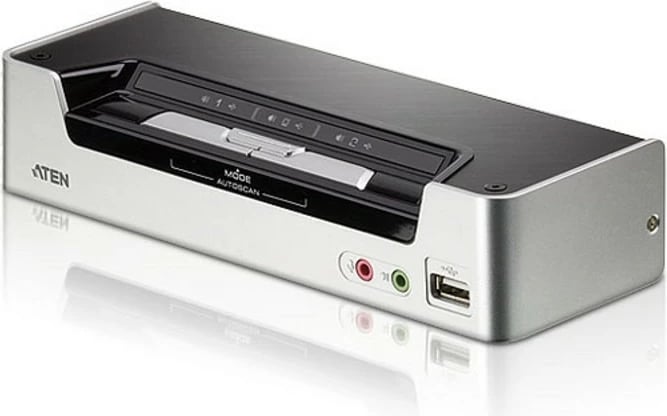 Switch KVM ATEN CS1792-AT-G, 2 porta HDMI/USB/Audio, i zi/argjendtë
