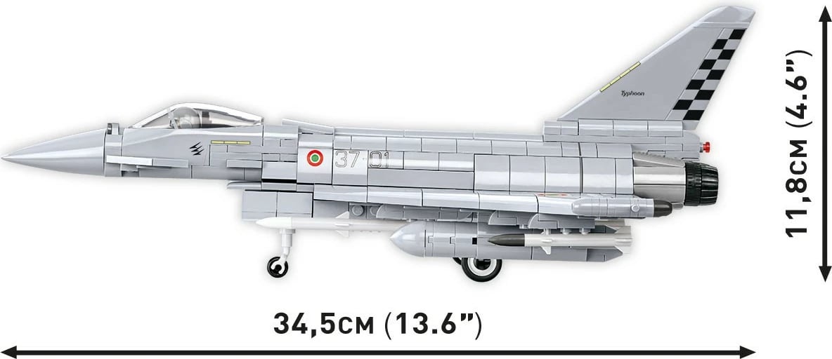 Set blloqesh ndërtimi, Cobi, Eurofighter F2000 Typhoon 5849, 642 copa, shkallë 1:48, seri Armed Forces, plastikë, gri