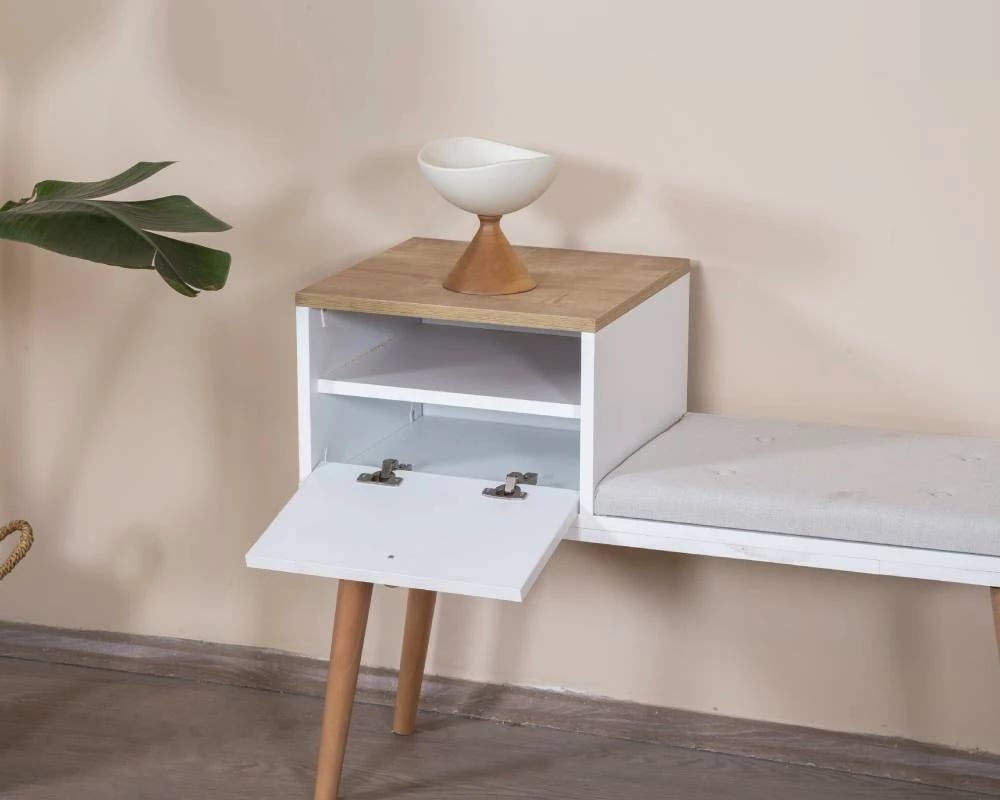 Bankë Skye Decor, bohem, e bardhë dhe lis