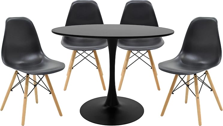 Tavolinë me karrige Balou-Julita, ngjyrë e bardhë-natyrale, Φ100x75cm