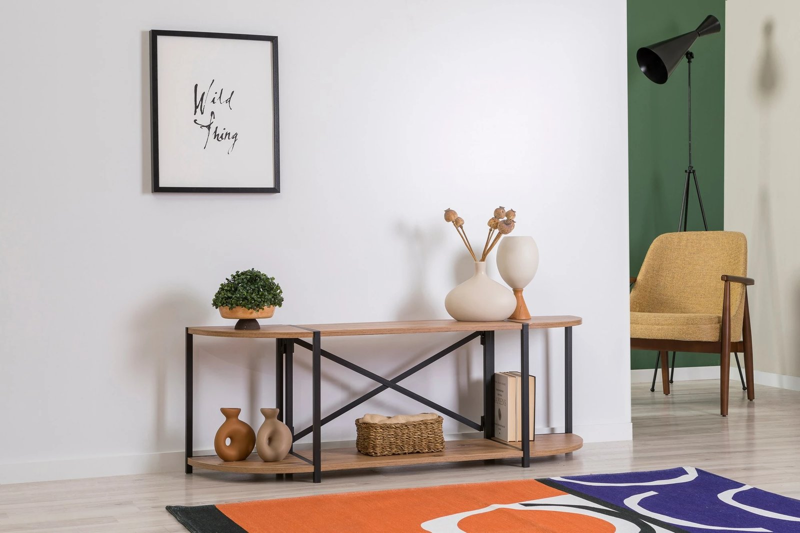 Komodë TV Skye Decor, Sky Rafix, ngjyrë Atlantic Pine dhe e zezë