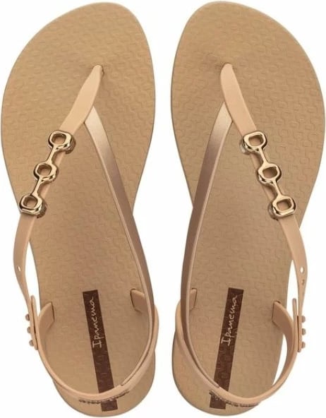 Sandale flip-flop për femra Ipanema, bezhë me të arta