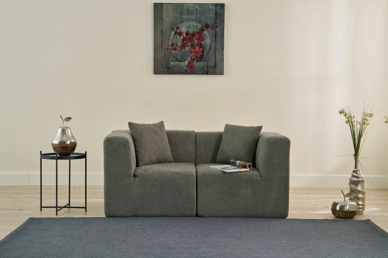 Divan dy vendësh, ngjyrë gri, Atelier del Sofa, Raks