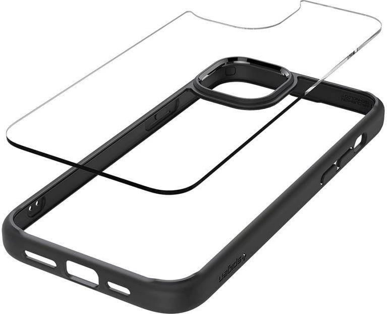 Mbështjellës Spigen Crystal Hybrid për iPhone 15 Plus, Transparent/Black