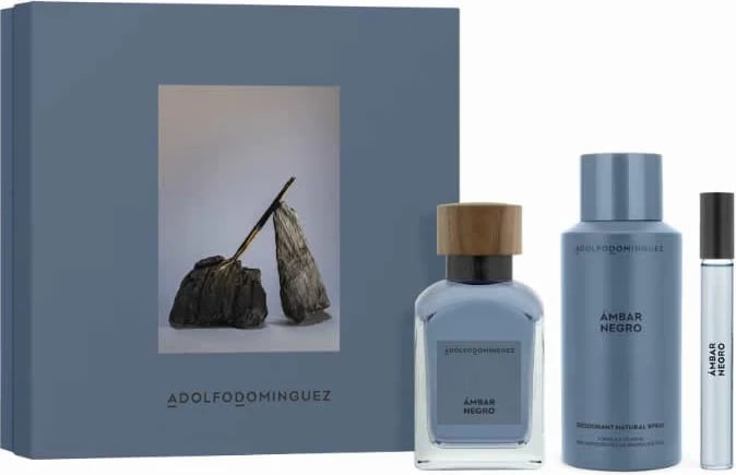 Eau de Parfum për meshkuj ADOLFO DOMINGUEZ Ambar Negro set 3 copë, 120ml