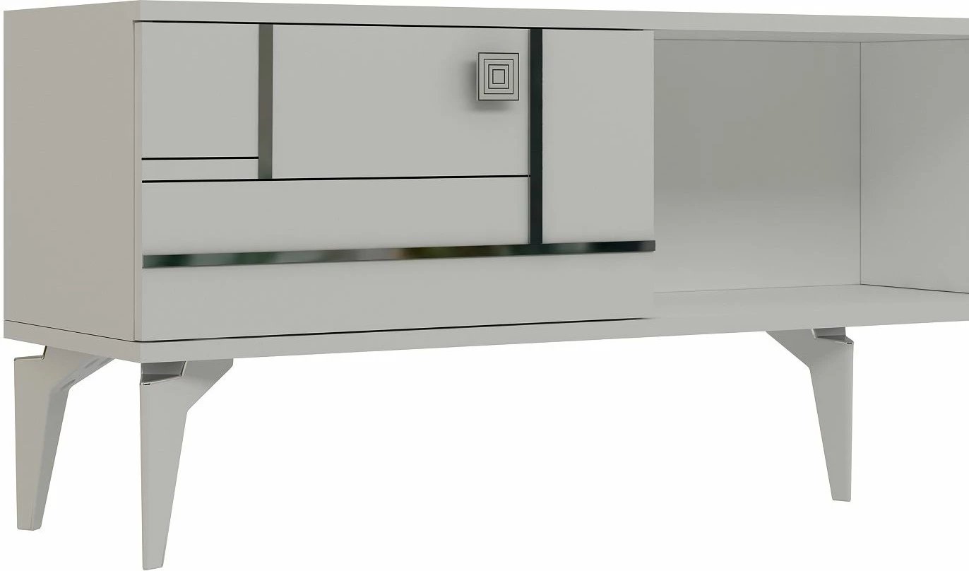 Komodë për TV Skye Decor, e bardhë, argjend
