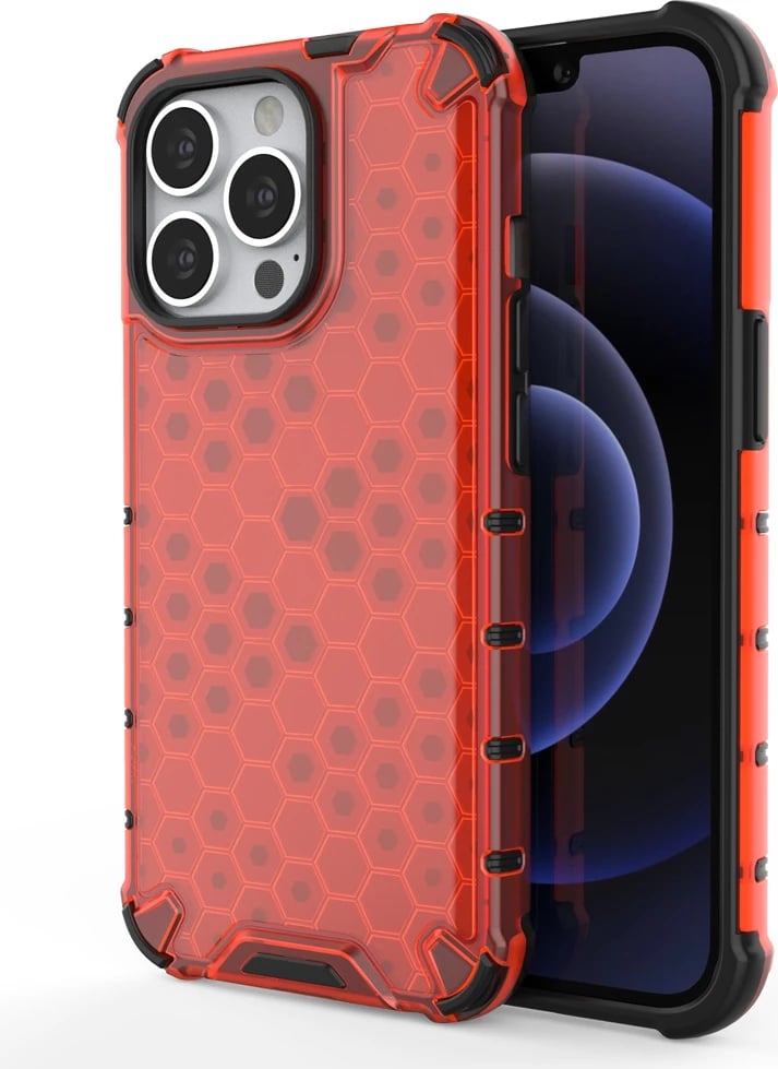Mbështjellës Hurtel Honeycomb për iPhone 13 Pro, i kuq