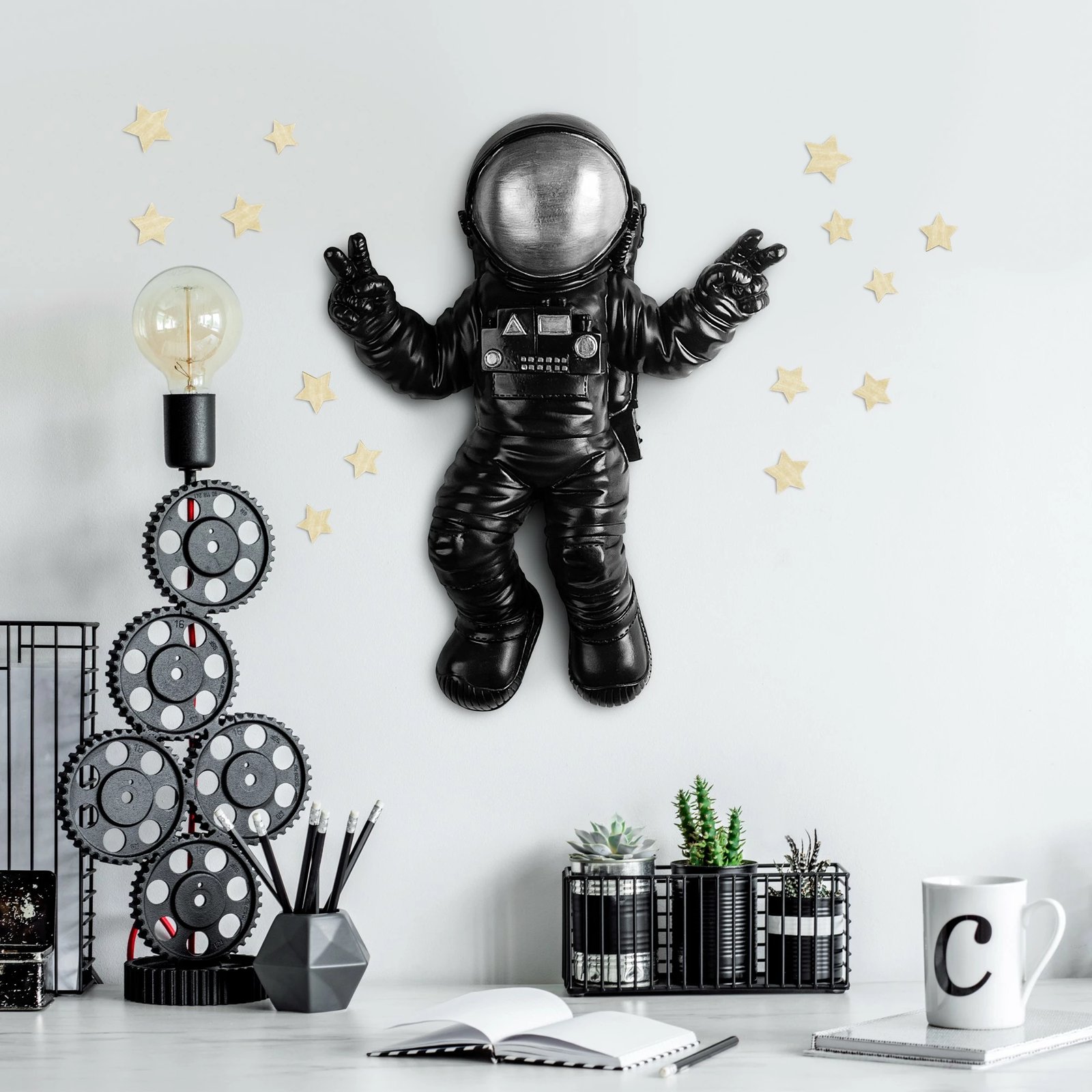 Aksesor dekorativ për mur, Wallity Cosmonaut 4, shumëngjyrësh, 35x47x10cm