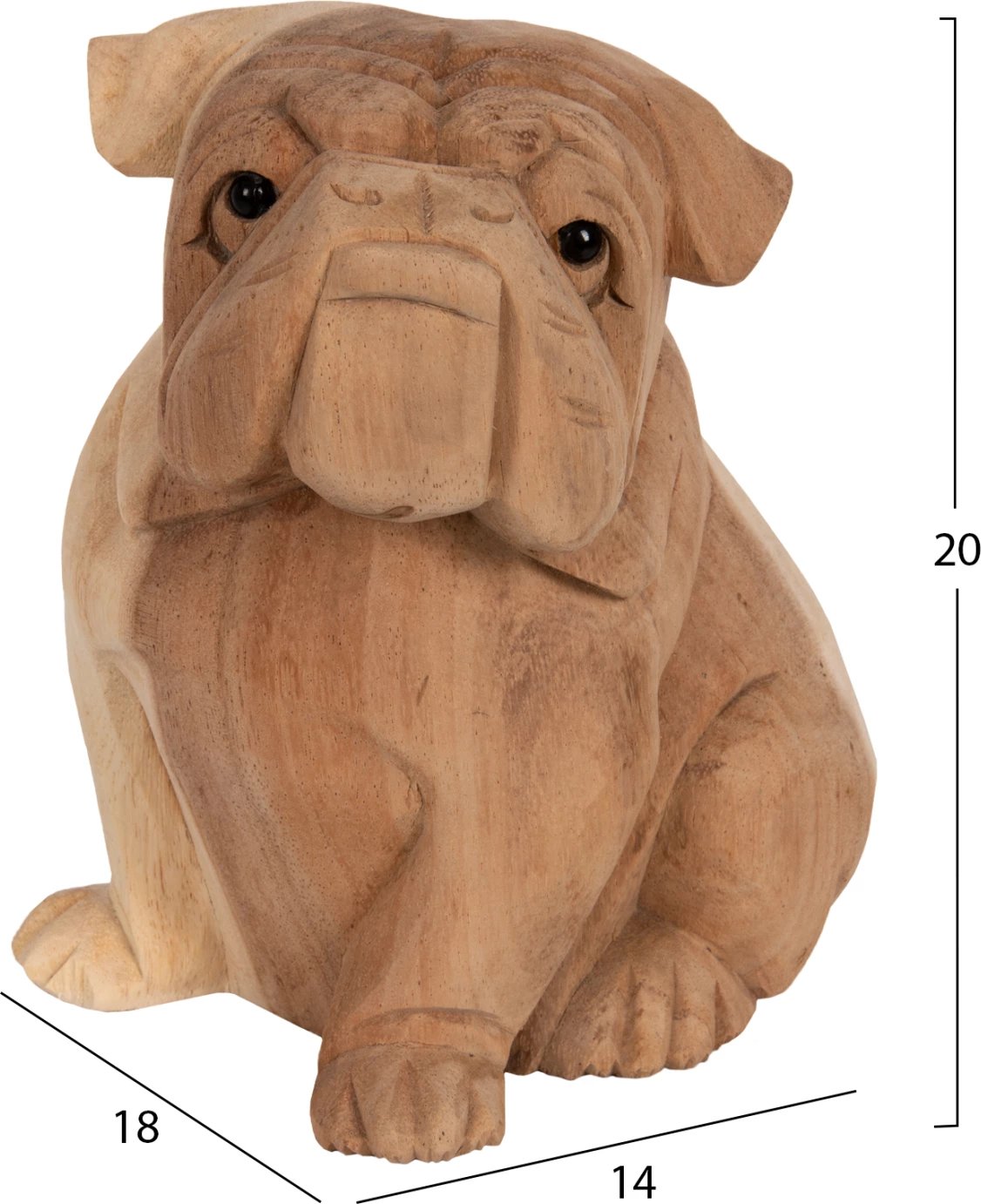 Dekor për dysheme, bulldog, dru suar, ngjyrë natyrale, FH7925, 18x14x20H cm Dekor për dysheme, bulldog, dru suar, ngjyrë natyrale, FH7925, 18x14x20H cm