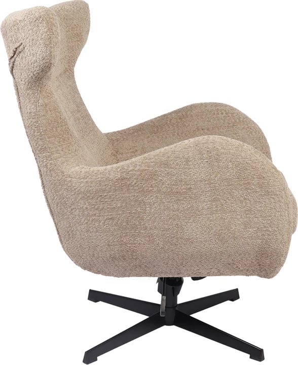 Karrige rrotulluese Zefrina, material bezhë, bazë e zezë, 82x77x99cm