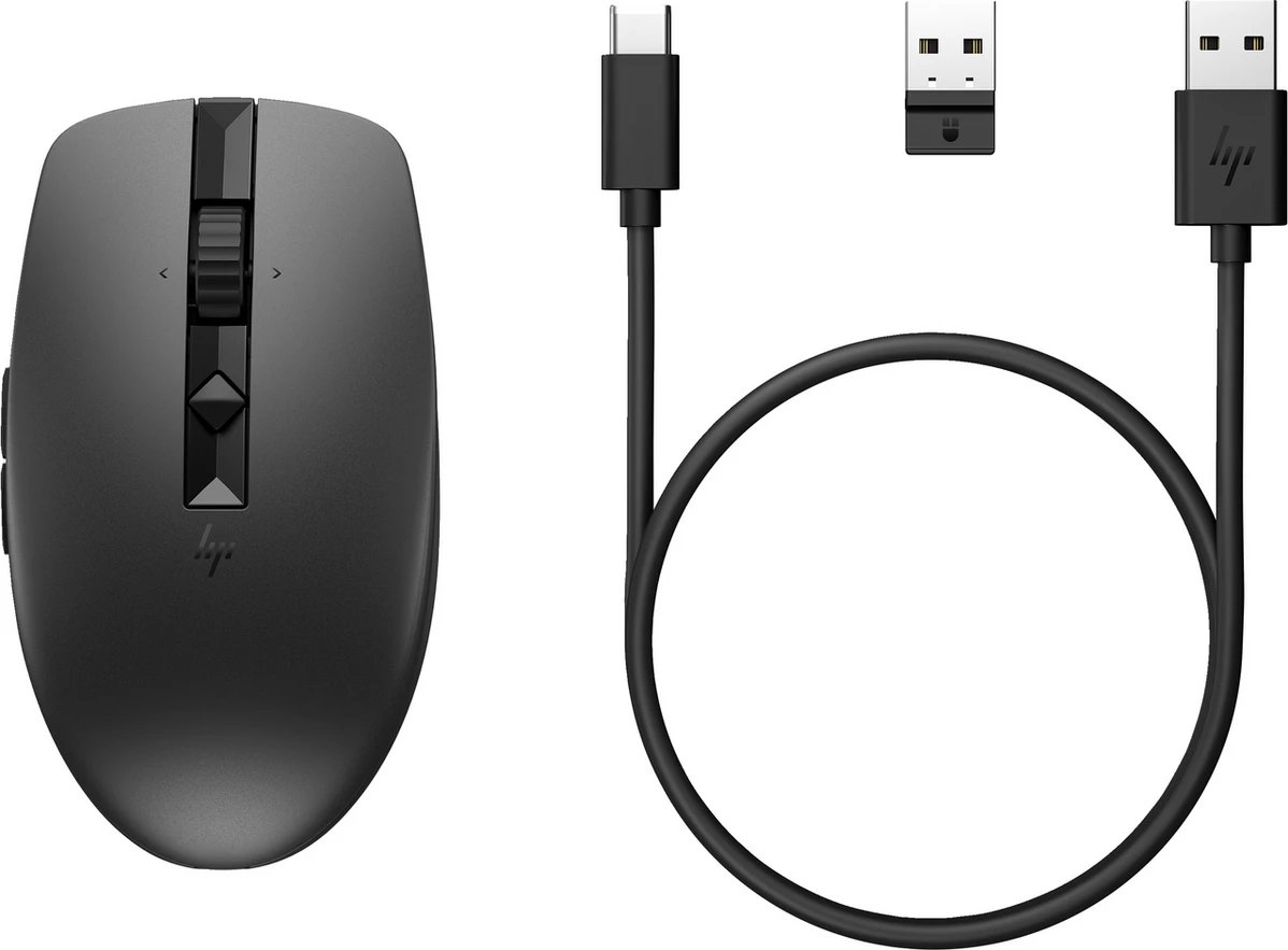 Maus HP 710 6E6F2AA#ABB, pa tela i rikarikueshëm USB-C, madhësi standarde, i zi