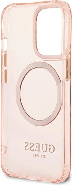 Mbështjellës Guess GUHMP13LHTCMP për iPhone 13 Pro / 13 6.1", MagSafe, Rozë