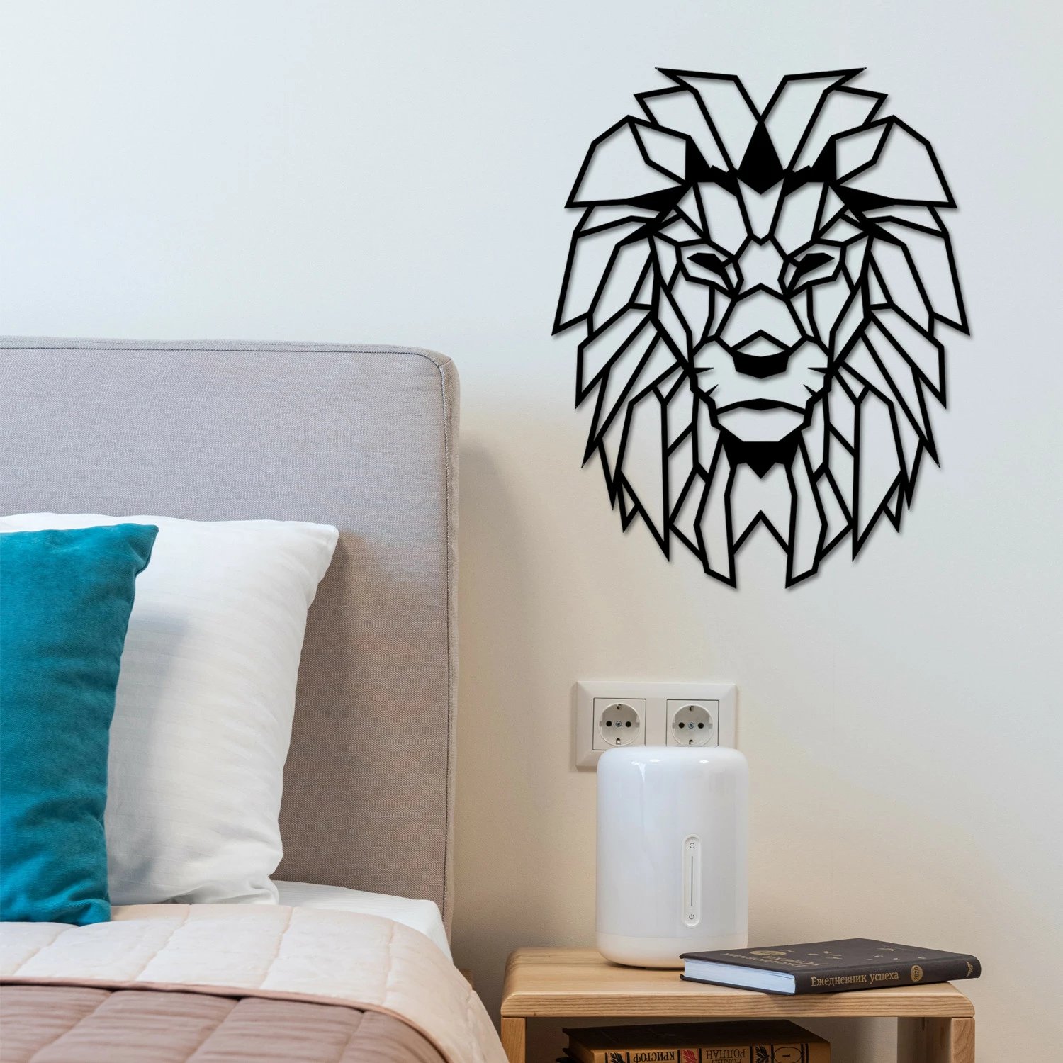 Aksesor dekorativ metalik për mur, luan, Wallity, ngjyrë e zezë