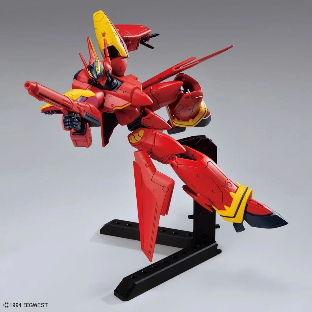 Model ndërtimi Bandai HG 1/100 Macross VF-19 Custom Fire Valkyrie me Sound Booster, i kuq