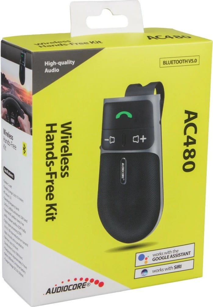 Set hands-free Bluetooth Audiocore AC480, BT 5.0 A2DP, altoparlant 2W, bateri 800 mAh, i zi