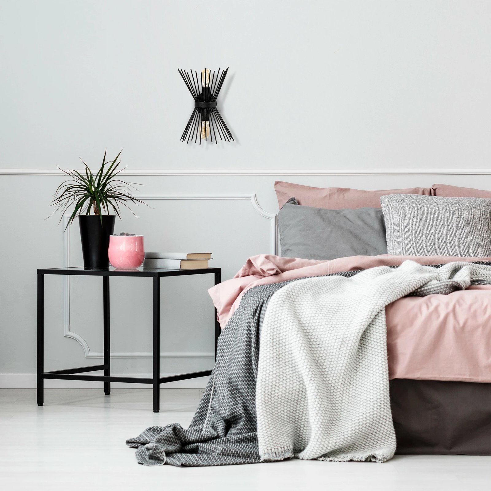 Llambë muri Opviq, Kirpi - 3091, e zezë, dizajn modern industrial Llambë muri Opviq, Kirpi - 3091, e zezë, dizajn modern industrial