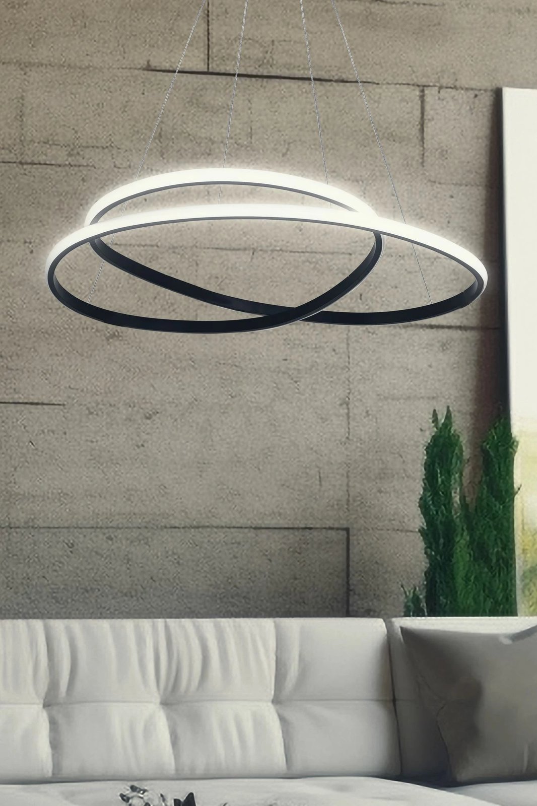 Llambë varëse Opviq Orbit, trup i zi, dritë e bardhë