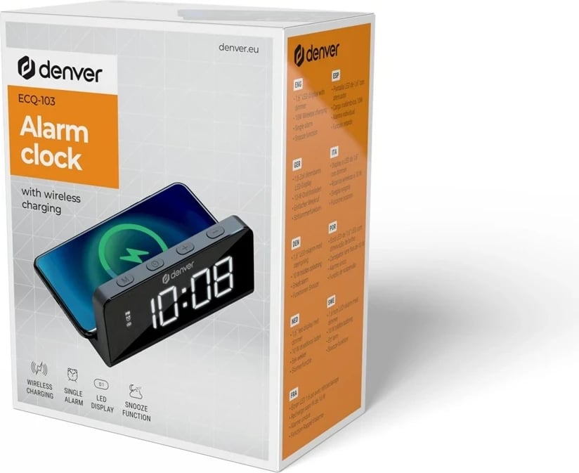Ora digjitale Denver ECQ-103MK2, LED, USB, e zezë