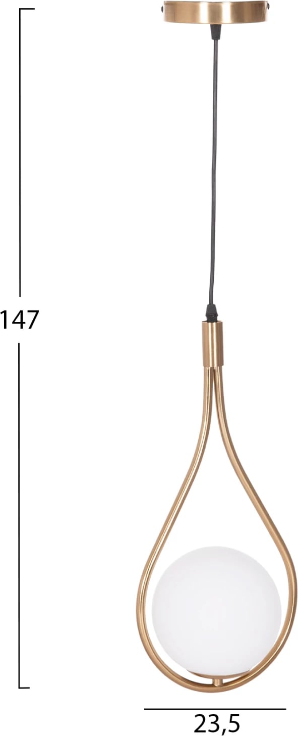 Llambë tavani varëse DROPLET, metalik, ngjyrë ari, glob i bardhë qumështi, FH7503.12, 23.5x12x147cm Llambë tavani varëse DROPLET, metalik, ngjyrë ari, glob i bardhë qumështi, FH7503.12, 23.5x12x147cm