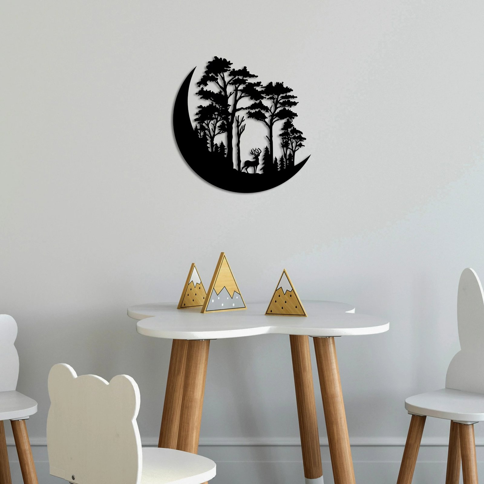 Aksesor dekorativ metalik për mur, Wallity, The Wild Nature 1 - M, ngjyrë e zezë, 50x50cm