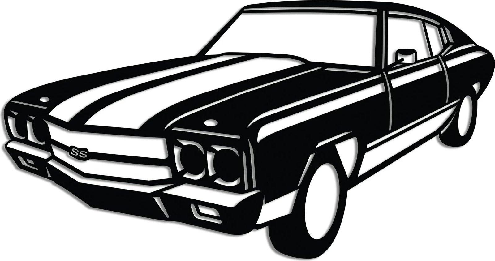 Aksesor dekorativ për mur, metalik, Wallity, Chevrolet SS Muscle, vintage, ngjyrë e zezë