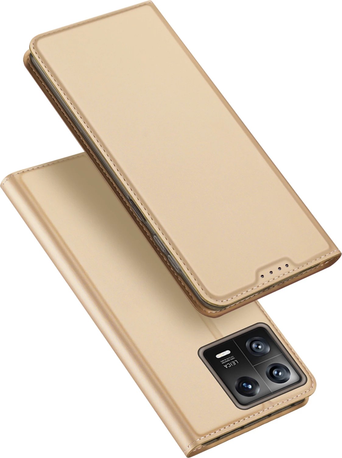 Mbështjellës Dux Ducis Skin Pro për Xiaomi 13, me kapak, xhep për kartelë, funksion stand, ari