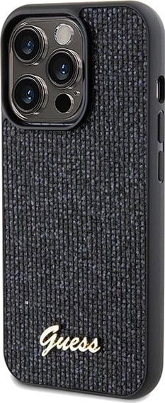 Mbështjellës Guess Disco Metal Script për iPhone 14 Pro Max, i zi