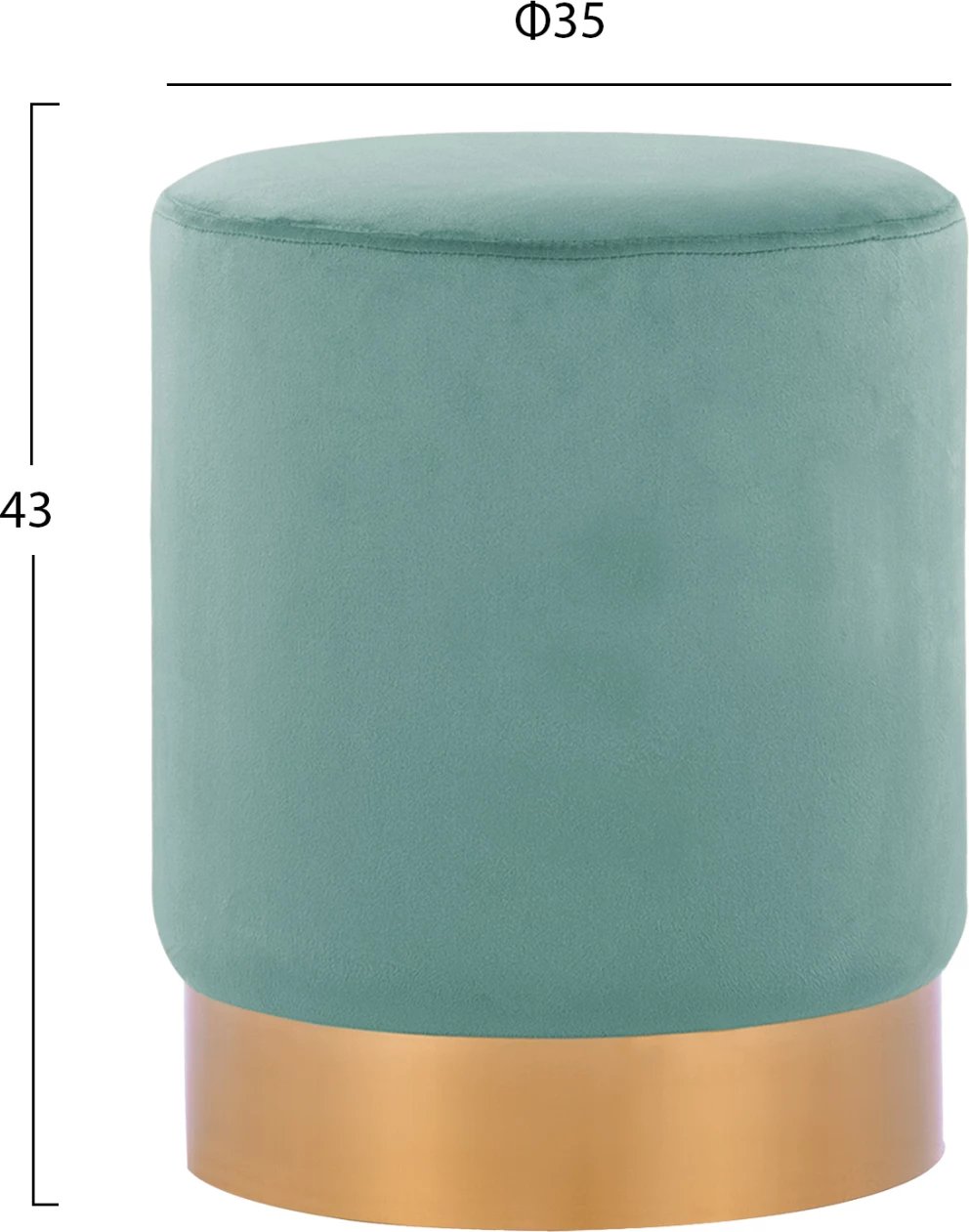 Karrige për bar LEVY FH8408.07, ngjyrë fëstëk, kadife, me bazë të artë, Φ35x43H cm