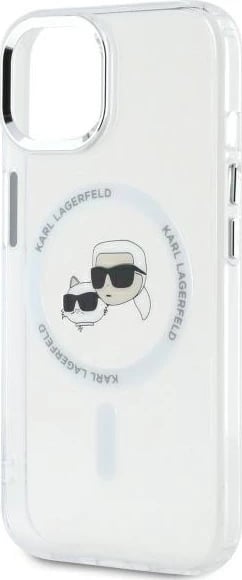 Mbështjellës Karl Lagerfeld IML Metal Karl&Choupette Head MagSafe për iPhone 14, Bardhë
