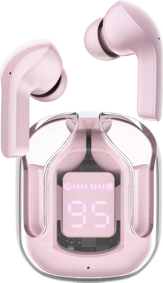 Kufje Acefast T6 TWS Bluetooth, in-ear, me ekran LED, rozë