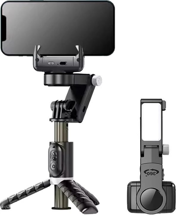 Gimbal me dritë APEXEL Q18, për celular, i zi
