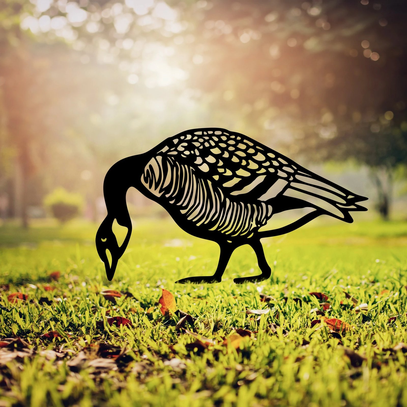 Objekt dekorativ për kopsht, dizajn Aberto, patë, Goose 02, ngjyrë e zezë, 44x50cm