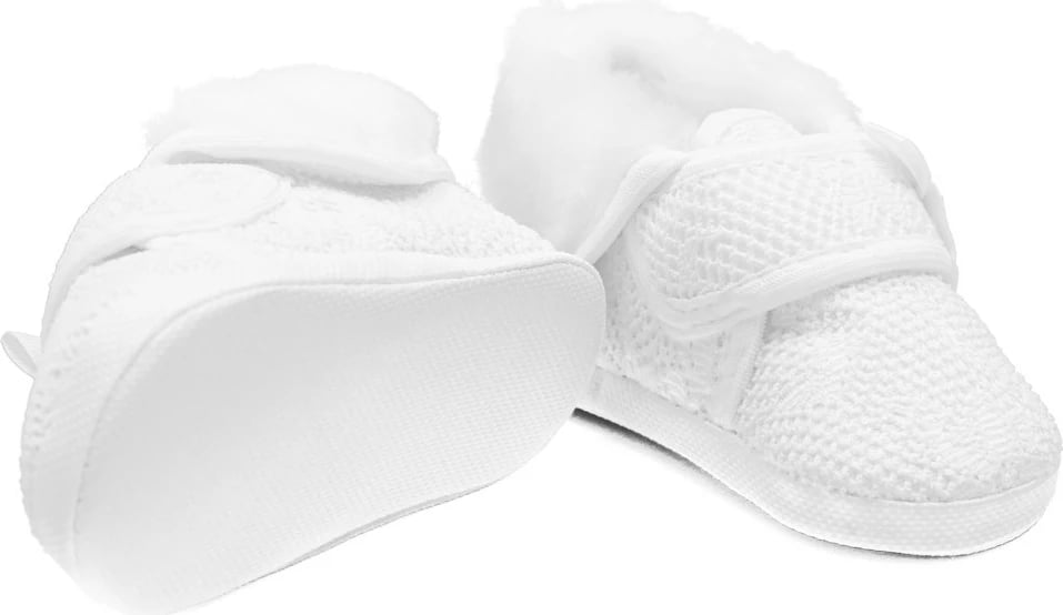 papuça bebe dimri, New Baby, 0-3 muaj, me astar leshi sintetik, mbyllje me velcro, për vajza, e bardhë