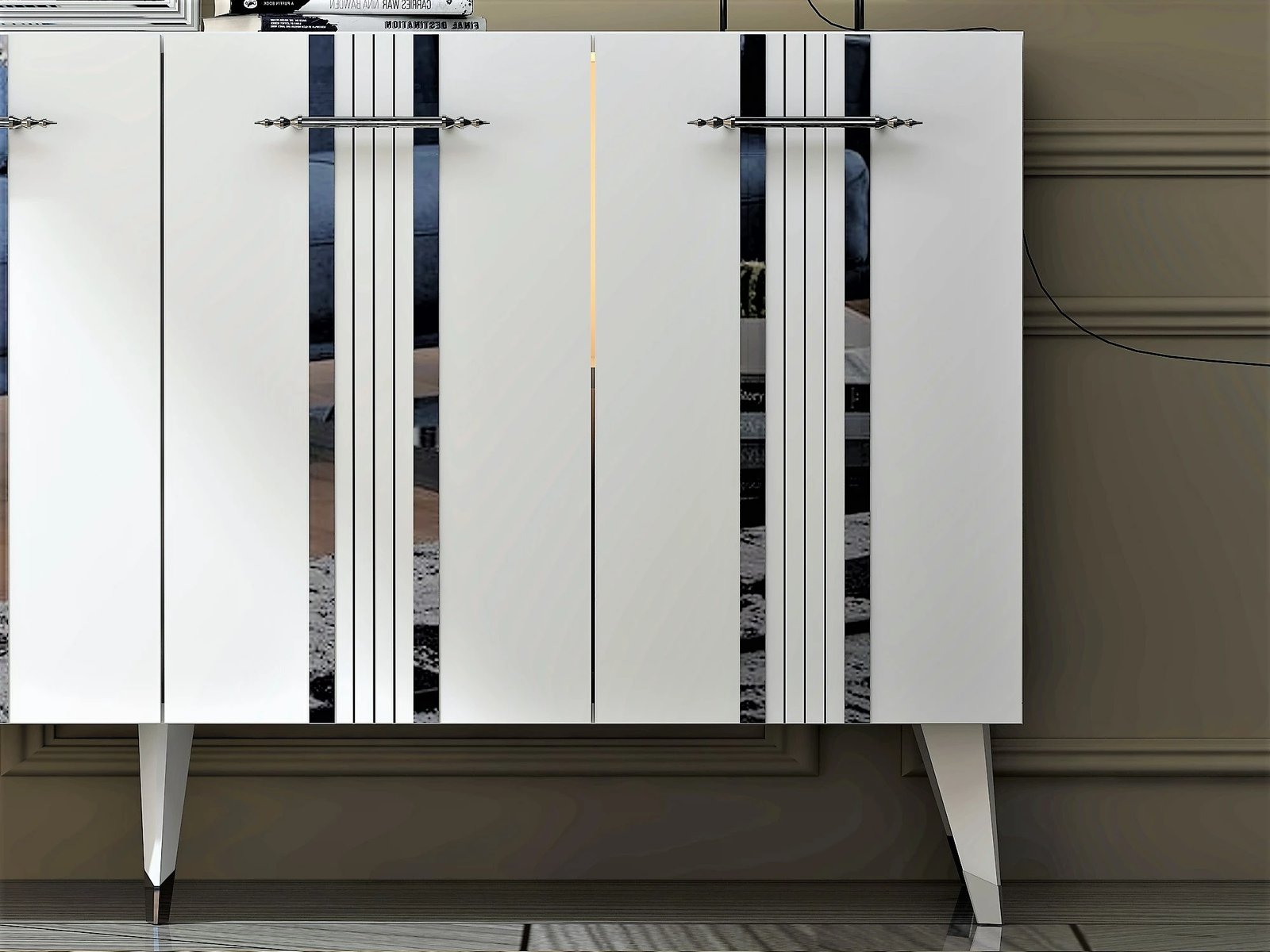 Konsolë Hanah Home Asel, e bardhë, argjend