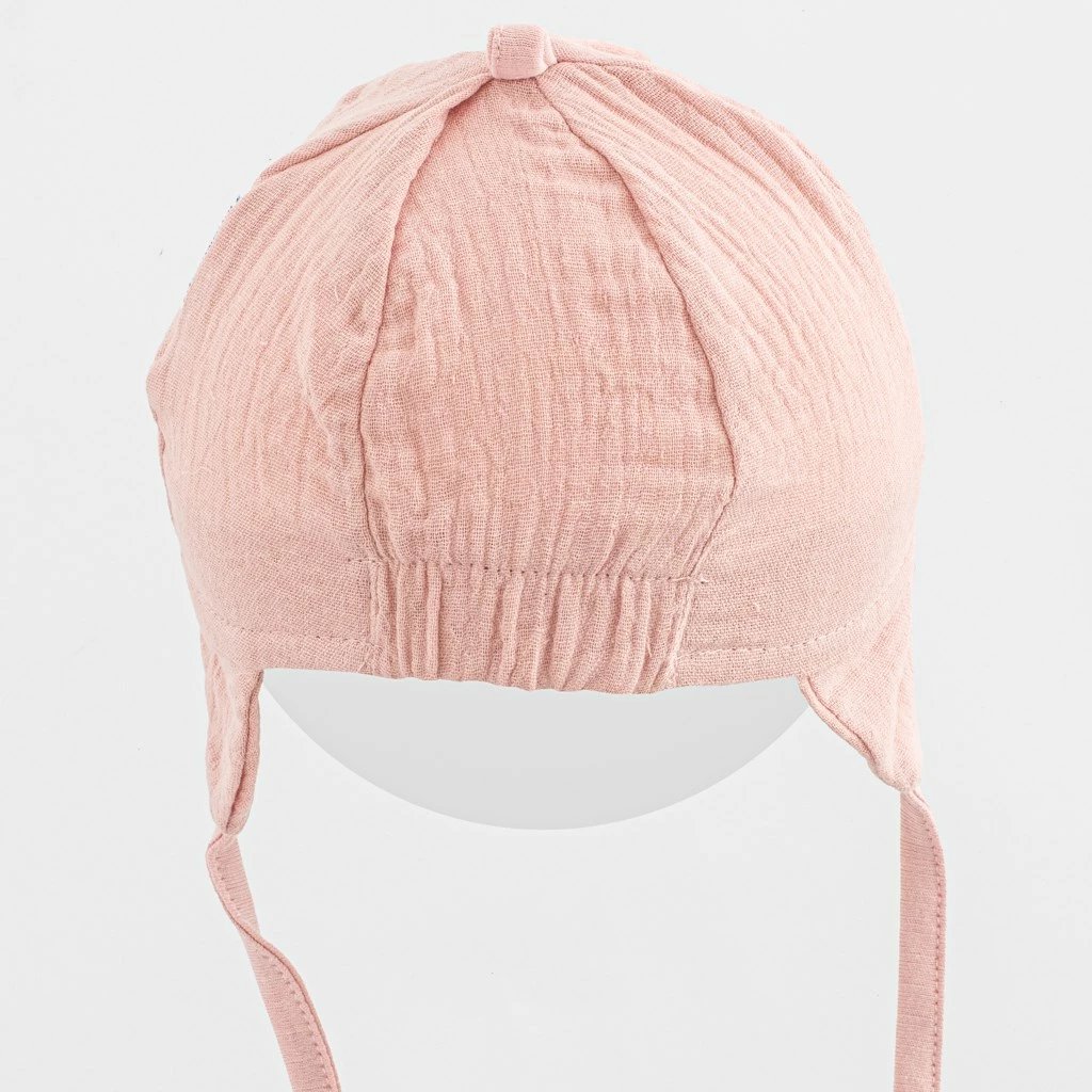 Kapelë verore muslini me strehë, New Baby, 100% pambuk, madhësia 80/86, rozë