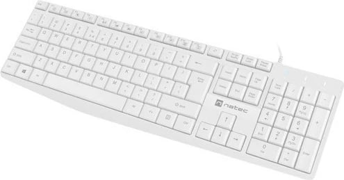 Tastierë Natec Nautilus NKL-1951, me kabllo USB, 1.8m, e bardhë