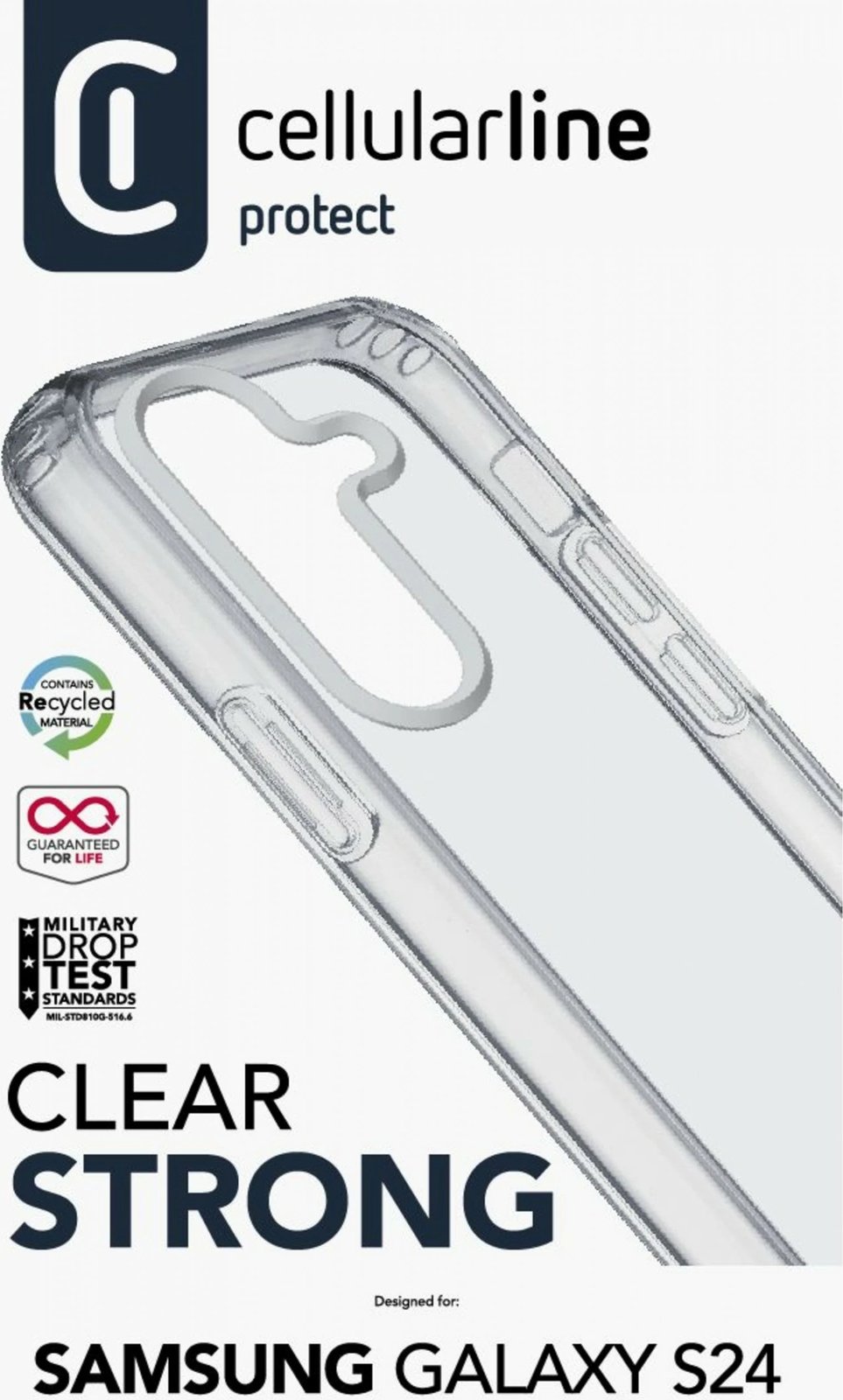 Mbështjellës Cellular Line për Samsung Galaxy S24, transparent