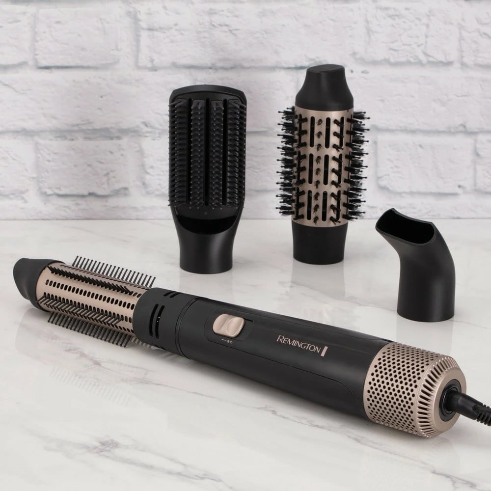 Tharëse dhe kaçurrelse flokësh Remington AS7500, 1000W, e zezë/ari, me 4 aksesorë