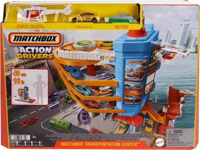 Set garazh lodër Matchbox Action Drivers HXL47, me 3 automjete, shumëngjyrësh