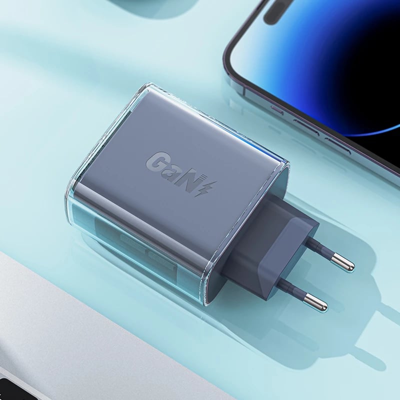 Karikues muri Acefast A45, GaN, 65W, 3 porta (2xUSB-C, 1xUSB), Gri