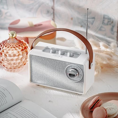 Altoparlant Bluetooth me radio FM, Adler, CR 1902, 5 W, Bluetooth 5.1, 1500 mAh, TWS, SD/USB/AUX, i bardhë